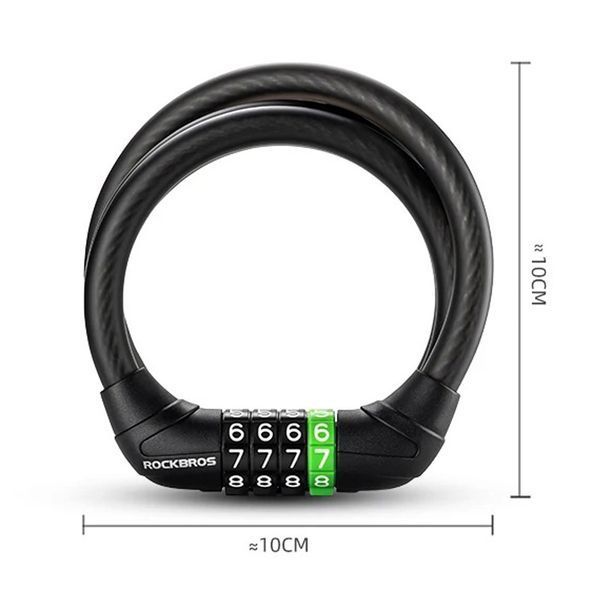Замок кодовый тросовый велосипедный ROCKBROS WD3212 Черный RB-WD3212-5965 фото