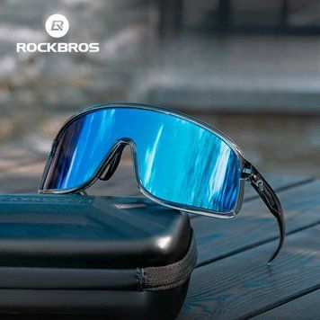 Окуляри поляризовані вело спортивні ROCKBROS SP350 Чорні з блакитною лінзою RB-SP350-6030 фото