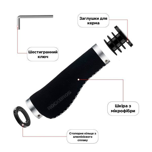 Грипсы анатомические ROCKBROS CMFT-SA5 Черные RB-CMFT-SA5-4807 фото