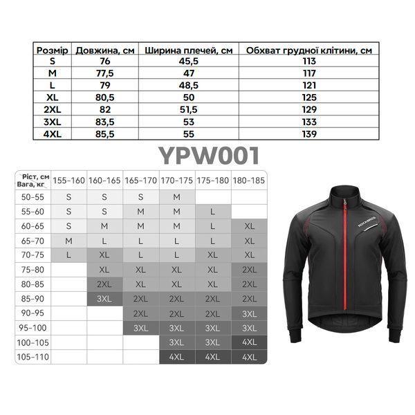Велосипедна спортивна водостійка куртка ROCKBROS YPW001R Розмір S RB-YPW001R-5160 фото