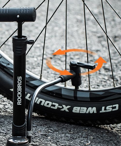 Портативний підлоговий міні-насос ROCKBROS NS1000 | з манометром | 120 PSI | для ніпелів Presta/Schrader | з кріпленням до рами велосипеда | Чорний RB-NS1000-5103 фото