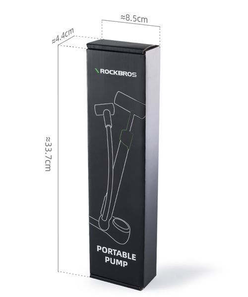 Портативний підлоговий міні-насос ROCKBROS NS1000 | з манометром | 120 PSI | для ніпелів Presta/Schrader | з кріпленням до рами велосипеда | Чорний RB-NS1000-5103 фото