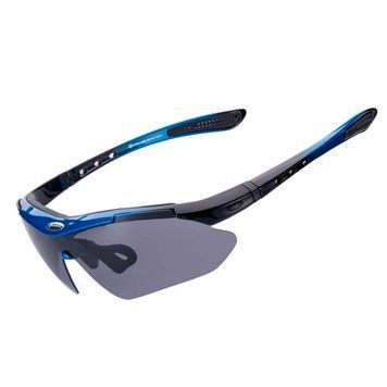 Спортивные очки ROCKBROS Original Polarized с 1 линзой UV400 велосипедные Черный с синим RB-10007L-1360 фото