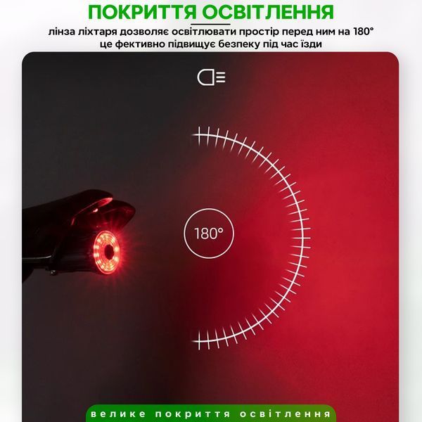Фонарь стоп задний на велосипед умный автоматический ROCKBROS WR05 Черный RB-WR05-4923 фото