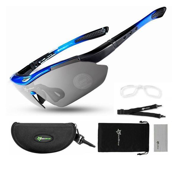 Спортивні окуляри ROCKBROS Original Polarized з 1 лінзою UV400 велосипедні Чорний з синім RB-10007L-1360 фото