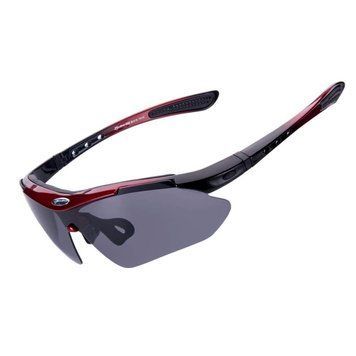 Спортивні окуляри ROCKBROS Original Polarized з 1 лінзою UV400 велосипедні Чорний з червоним RB-10001L-1361 фото