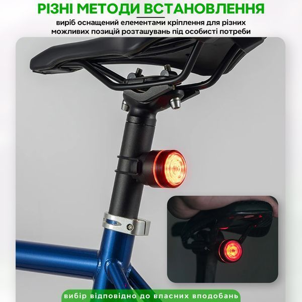 Фонарь стоп задний умный автоматический на велосипед ROCKBROS BL-S2 Черный RB-BLS2-5508 фото
