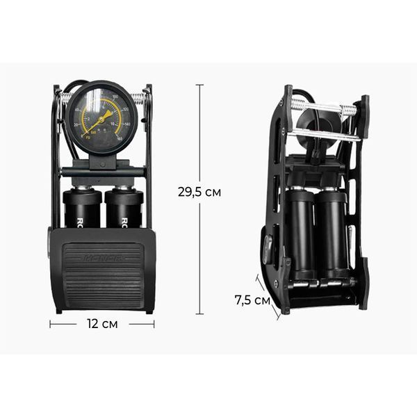 Насос автомобильный ножной с манометром ROCKBROS FP4310S | 160PSI | Черный RB-FP4310S-5105 фото