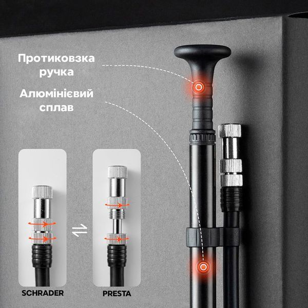 Насос/помпа портативный с манометром ROCKBROS BG-1613 300 psi/20 бар RB-BG-1613-4810 фото
