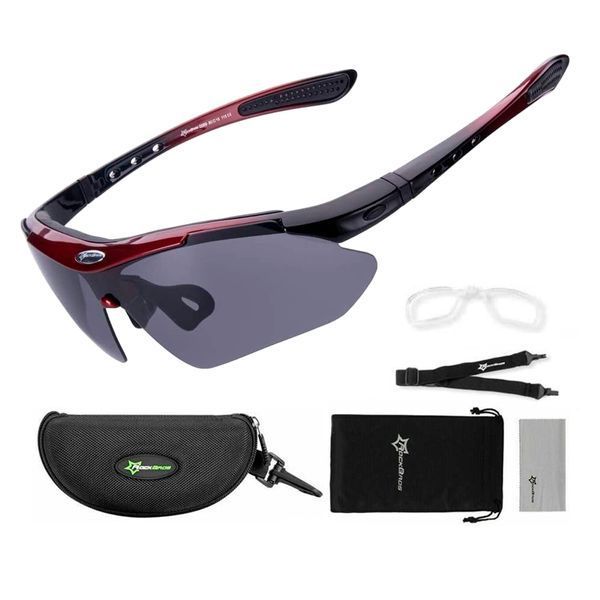 Спортивні окуляри ROCKBROS Original Polarized з 1 лінзою UV400 велосипедні Чорний з червоним RB-10001L-1361 фото