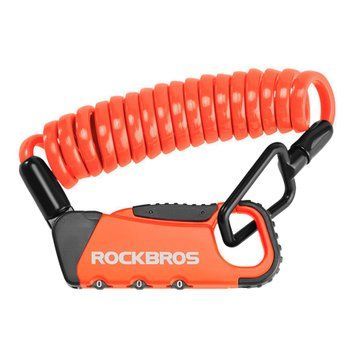 Портативный кодовый замок ROCKBROS K6N с длинным тросом | Велосипедный замок-карабин | Оранжевый RB-K6N-7096 фото