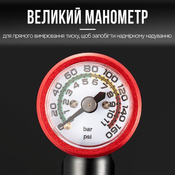 Велосипедний насос під CO2 балон з манометром ROCKBROS CO2A0 RB-CO2-5109 фото