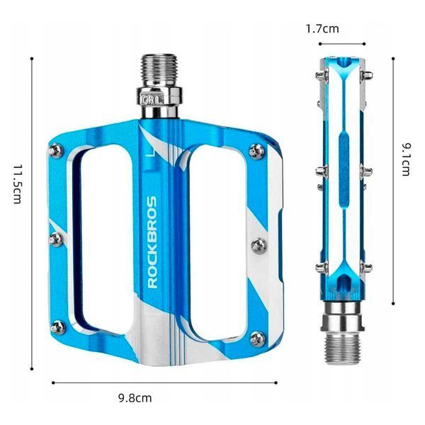 Платформні педалі алюмінієві ROCKBROS K306 на промислових підшипниках Сині RB-K306-2860 фото