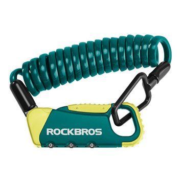 Портативный кодовый замок ROCKBROS K6N с длинным тросом | Велосипедный замок-карабин | Бирюзовый RB-K6N-7098 фото