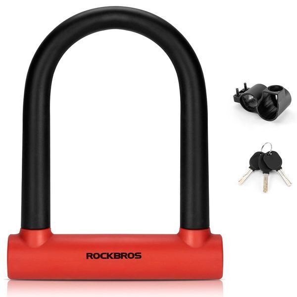 Замок скоба на велосипед ROCKBROS RKS610 Чорний з червоним RB-RKS610-4753 фото