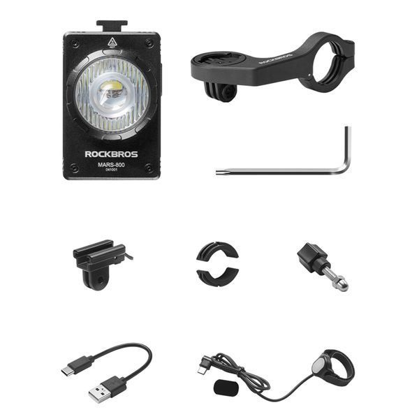 Умный велосипедный фонарь / фара с креплением типа Garmin & GoPro ROCKBROS MARS800 Черный RB-MARS800-5082 фото