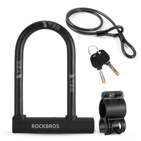 Замок скоба / U-подібний на велосипед на ключ ROCKBROS CP-NGE Чорний RB-CP-NGE-4756 фото