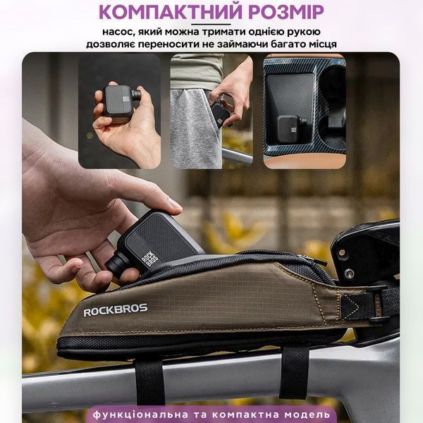 Электрический насос 100 PSI 6.89 BAR помпа портативная ROCKBROS NS4272 Черная RB-NS4272-5225 фото