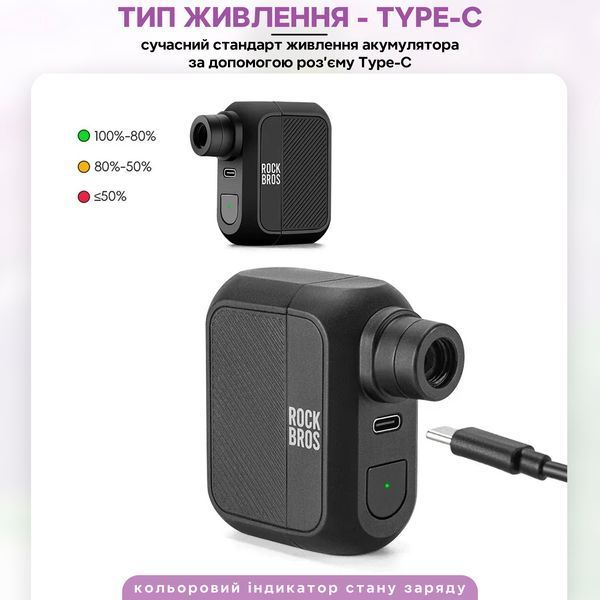Электрический насос 100 PSI 6.89 BAR помпа портативная ROCKBROS NS4272 Черная RB-NS4272-5225 фото
