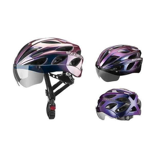 Вело шлем с магнитным визором ROCKBROS TT16 (57-62 см) In-Mold Фиолетовый RB-TT-16-3891 фото