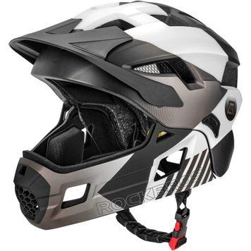 Детский вело шлем фулфейс ROCKBROS TT4857 (48-54 см) In-Mold Черный с белым  RB-TT4857-5079 фото