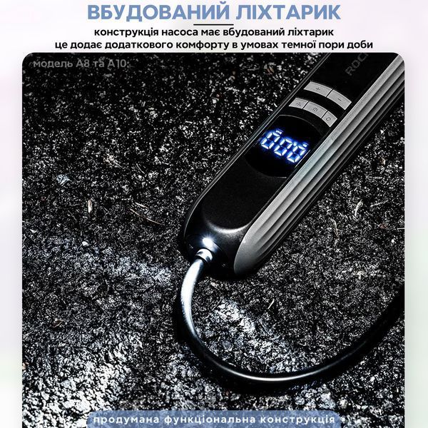 Электрический насос 150 PSI 10.34 BAR помпа портативная ROCKBROS A10 Черная RB-A10-5100 фото