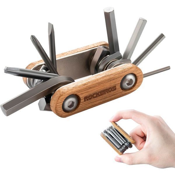 Деревянный мультитул 8 в 1 велосипедный ROCKBROS KIT45 Коричневый RB-WD-KIT45-4835 фото