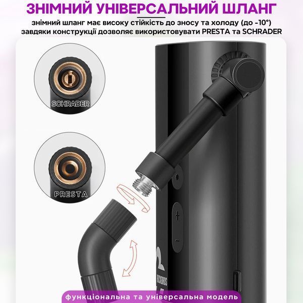 Електричний насос 150 PSI 10.34 BAR помпа портативна ROCKBROS A426 Чорний RB-A426-6636 фото