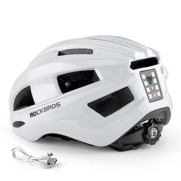 Вело шолом з USB блимавкою ROCKBROS ZK-013 (55-60 см) In-Mold Білий RB-ZK-013-2780 фото