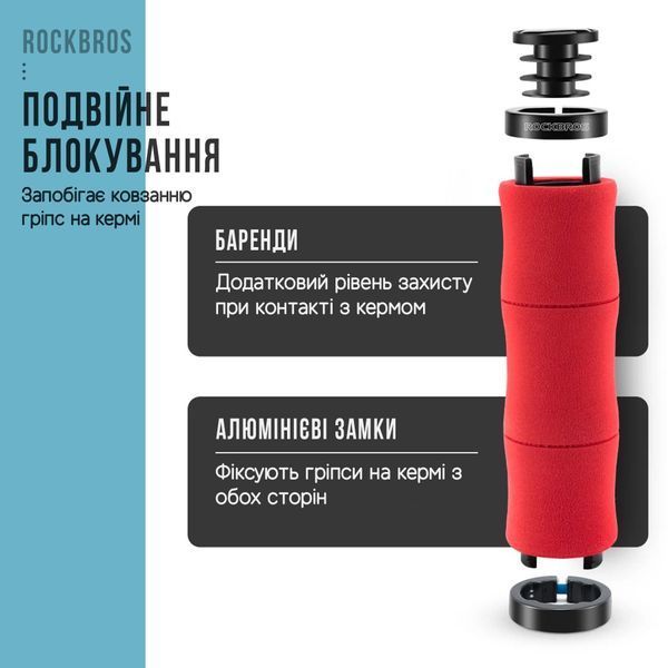 Грипсы / ручки для руля велосипеда с барендами ROCKBROS BT2012 Черный RB-BT2012-6624 фото