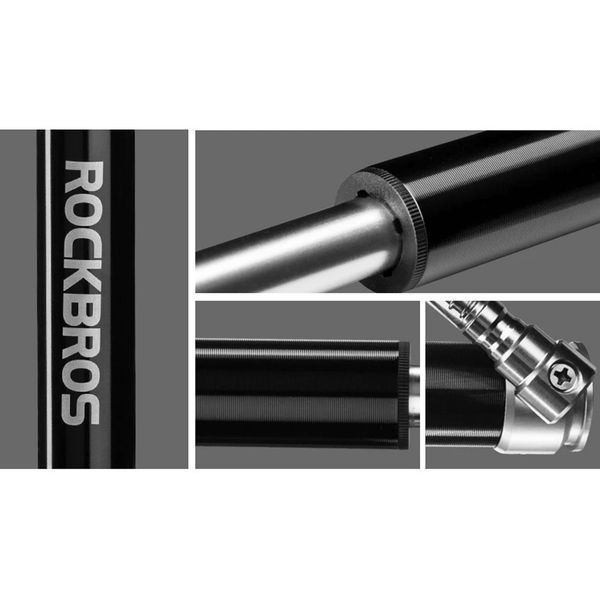 Насос ручной с манометром насос портативный 160 PSI 11.03 BAR ROCKBROS JG-004A Черный RB-JG-004A-6637 фото