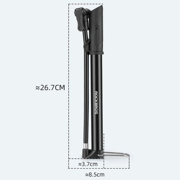 Насос ручной с манометром насос портативный 116 PSI 8 BAR ROCKBROS BG-1047 Черный RB-BG-1047-6638 фото