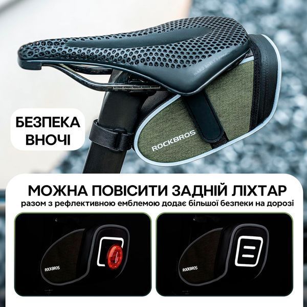 Велосипедная сумка подседельная velcro светоотражающая ROCKBROS C99 Зеленый RB-C99-4667 фото