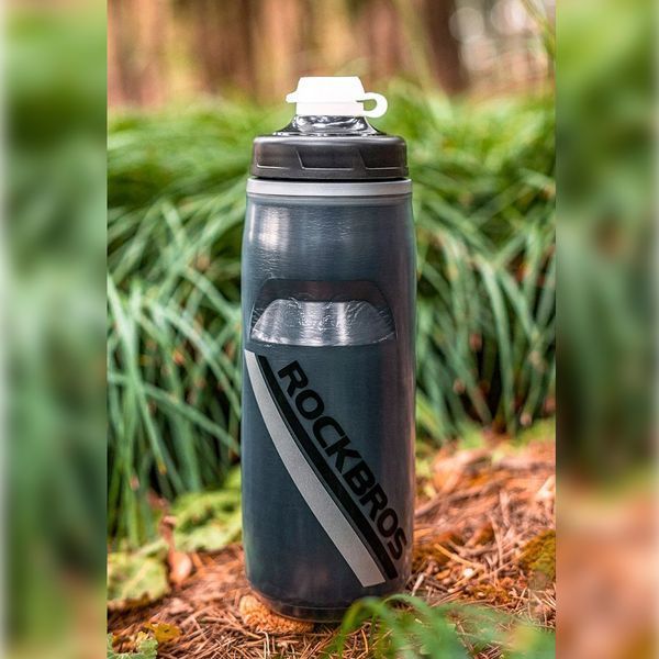 Термо фляга пляшка для спорту ROCKBROS FLG3521 з пилозахисним ковпачком Чорна RB-FLG3521-6595 фото