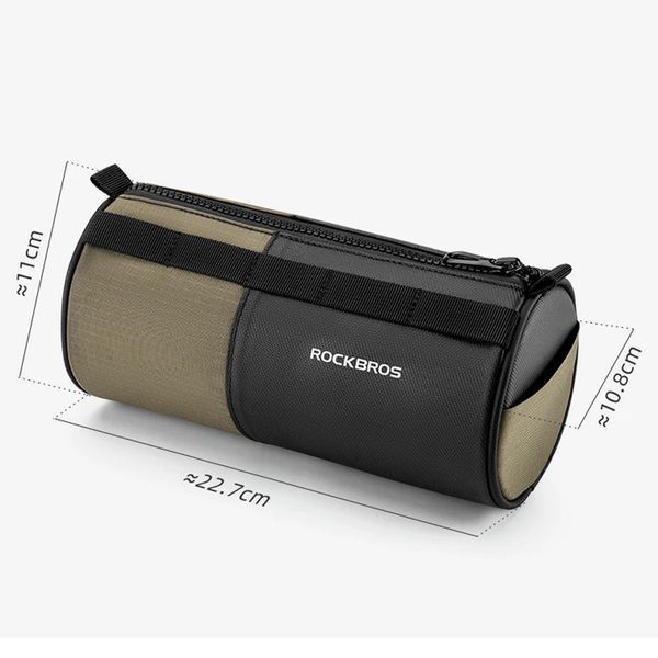 Велосумка на кермо велосипеда водостійка ROCKBROS W150G Чорна з коричневим RB-W150G-6543 фото
