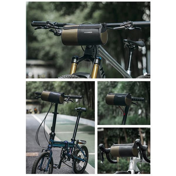 Велосумка на кермо велосипеда водостійка ROCKBROS W150G Чорна з коричневим RB-W150G-6543 фото
