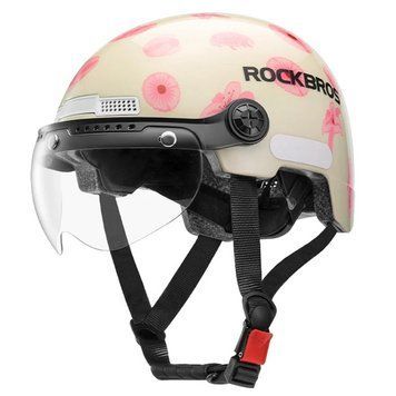 Детский вело шлем с визором ROCKBROS HK602 48-55 см In-Mold Бежево-розовый RB-HK602-6003 фото