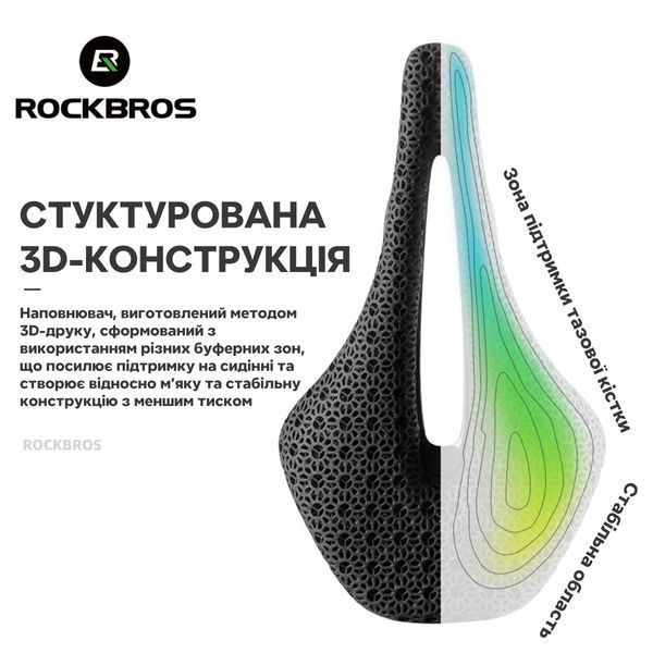 Седло для велосипеда на 3D принтере с анатомическим отверстием ROCKBROS US154 RB-US154-5285 фото