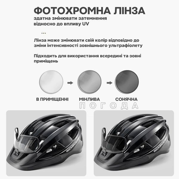 Вело шолом з магнітним візором блимавкою та картузом ROCKBROS WT047 (55-61 см) In-Mold Рожевий RB-WT047-6072 фото