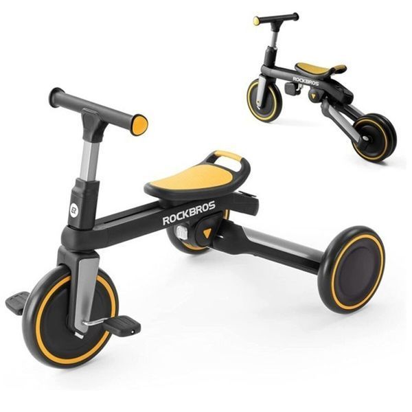 Дитячий велосипед, баланс байк, біговел 3 в 1 ROCKBROS Baby Traveler для дітей від 1 до 5 років Чорний з жовтим RB-0191002-4055 фото