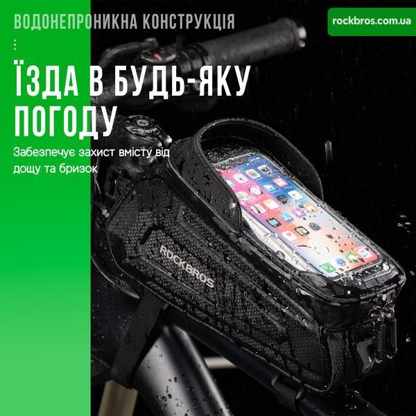 Велосипедная сумка на раму велкро для телефона до 8" ROCKBROS B68 Черный RB-B68-2354 фото