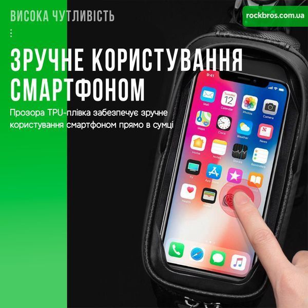 Велосипедная сумка на раму велкро для телефона до 8" ROCKBROS B68 Черный RB-B68-2354 фото