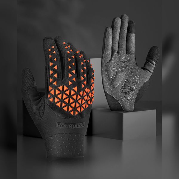 Перчатки полнопалые для велосипеда и тренировок ROCKBROS S3099 Черные с оранжевым Размер 2XL RB-S3099-5483 фото