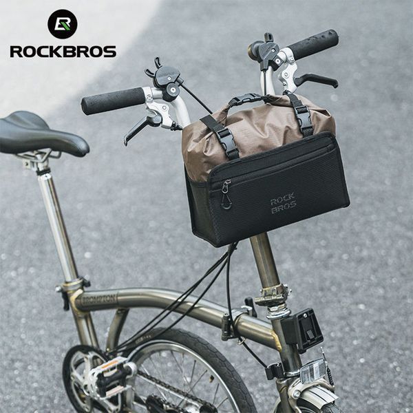 Велосумка на руль велосипеда водостойкая ROCKBROS W011 Черная с коричневым RB-W011-6544 фото