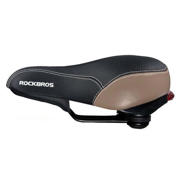 Седло велосипедное с мигалкой ROCKBROS FU-3300L Черный с коричневым RB-FU-3300L-4824 фото