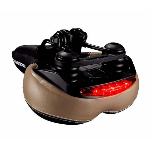 Седло велосипедное с мигалкой ROCKBROS FU-3300L Черный с коричневым RB-FU-3300L-4824 фото