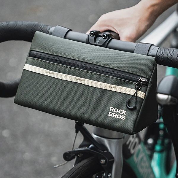 Велосипедна сумка на кермо рефлективна ROCKBROS W128G Оливкова RB-W128G-6553 фото