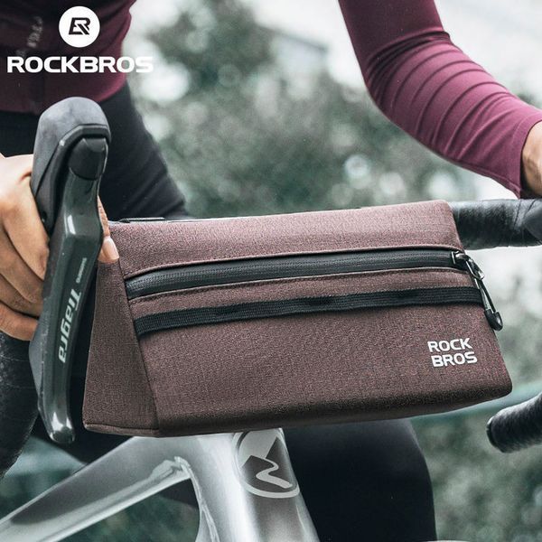 Велосипедная сумка на руль рефлективная ROCKBROS W128G Коричневая RB-W128G-6554 фото