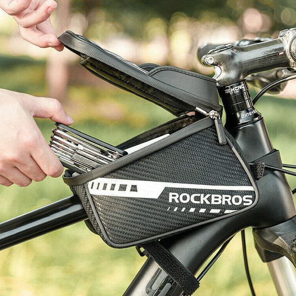 Велосипедна сумка на раму велкро для телефона до 7,5" ROCKBROS 033BK Чорний RB-033-2718 фото