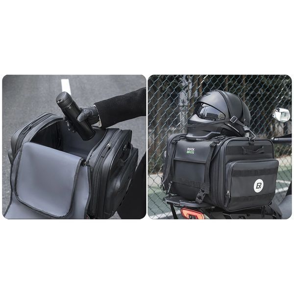 Мото сумка на сидіння мотоцикла розширювана універсальна ROCKBROS G2627 Чорна RB-G2627-5932 фото